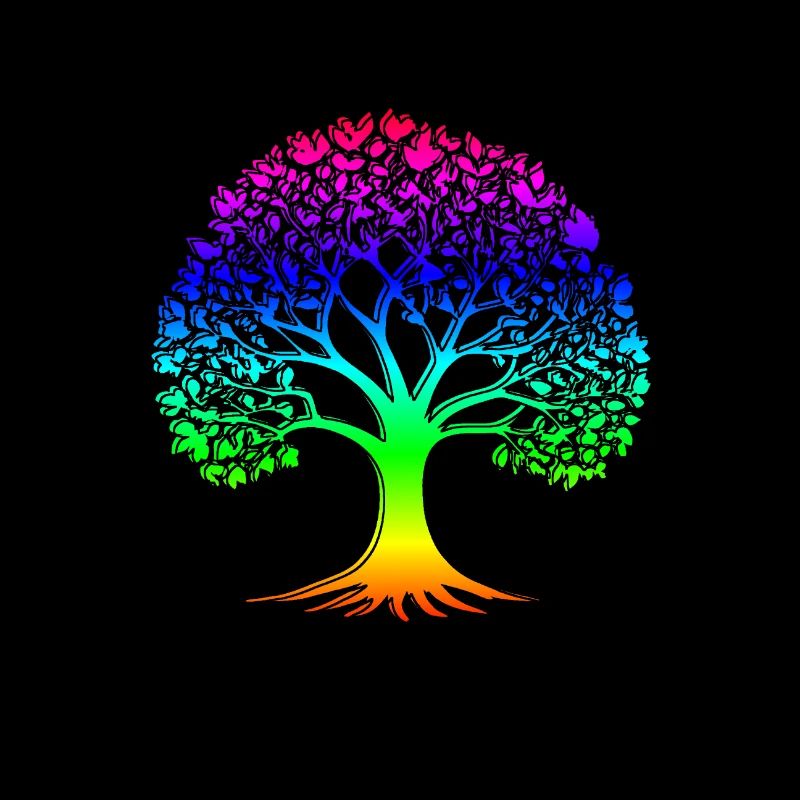 Baum mit Regenbogenmuster und schwarzem Rand