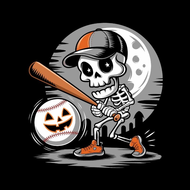 Halloween Baseball Squelette Mignon Effrayant