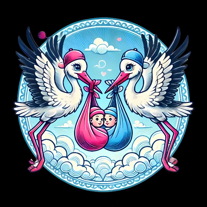 Rosa oder Blauer Storch Baby Bundle Design