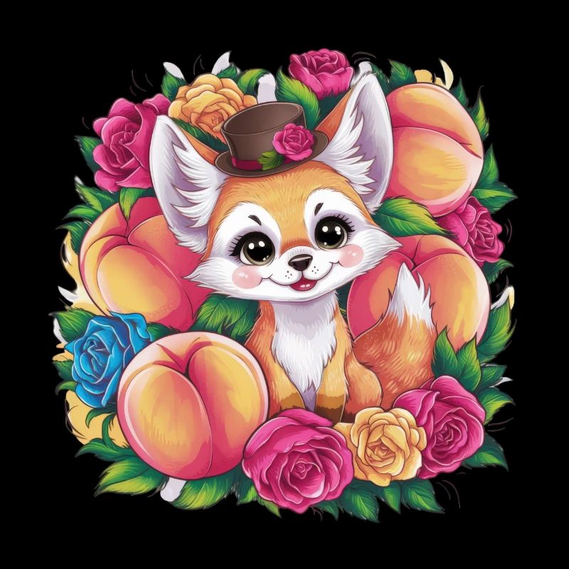 Kawaii Fennec Desert Fox with Peaches