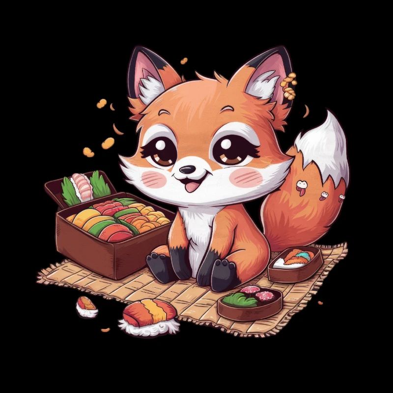 Kawaii Fox with Cherries Colorful Lunch Box