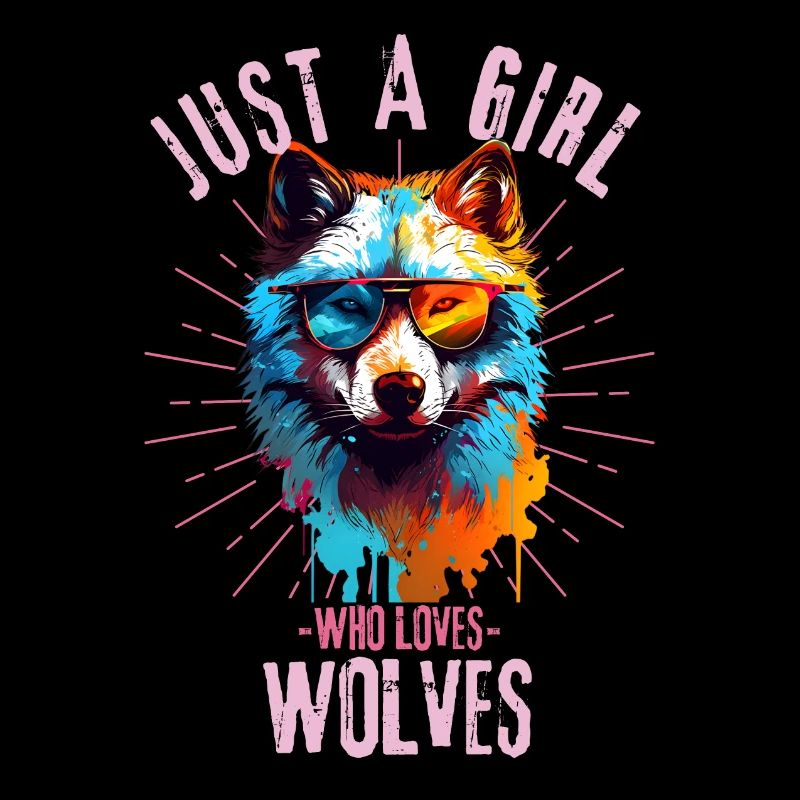 Bunter Wolf mit Sonnenbrille