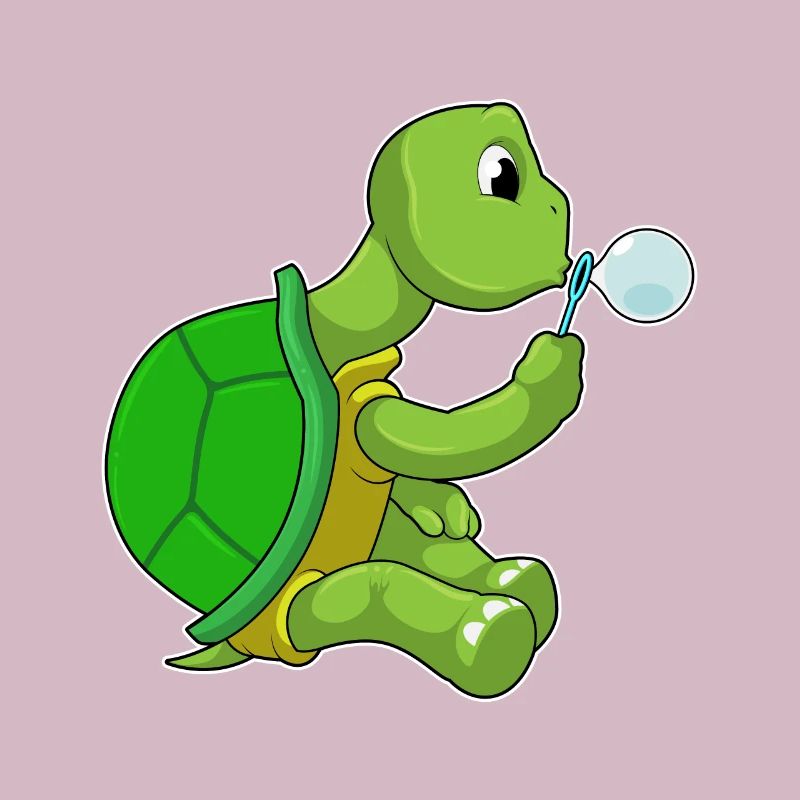 Turtle with soap bubbles