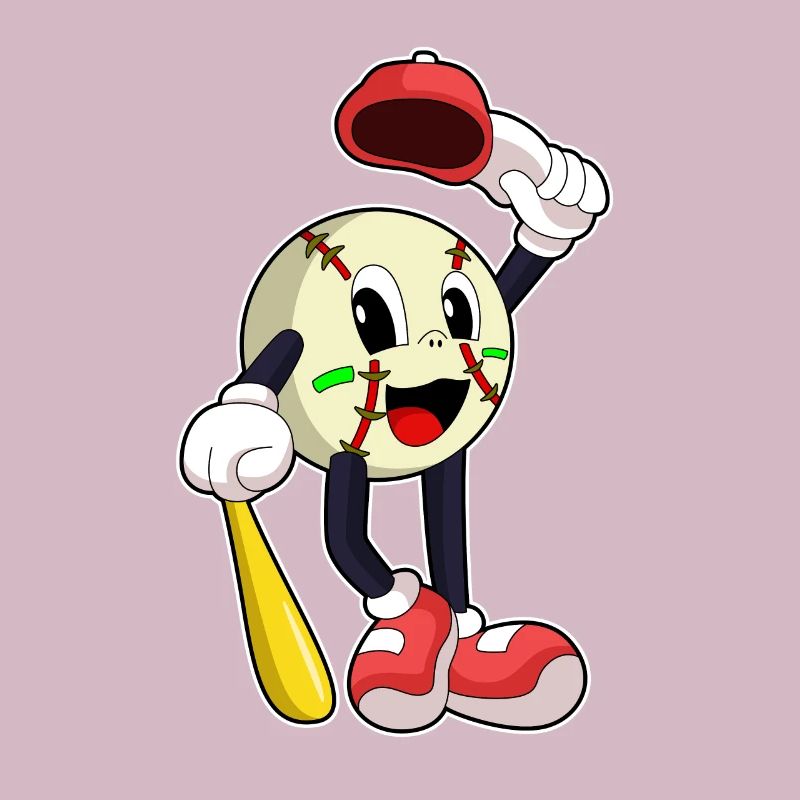 Baseball with baseball bat