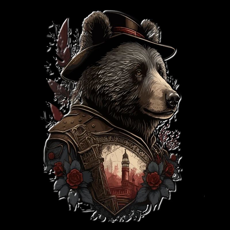 Mysterious Bear Bear with Hat Rose Feather