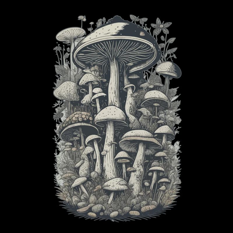 Champignon cueilleur de champignons dans la conception de forêts naturelles