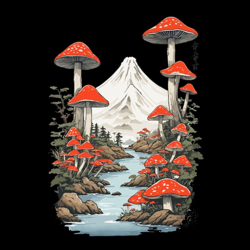 Magic Mushroom Panorama Vintage Toadstool Design