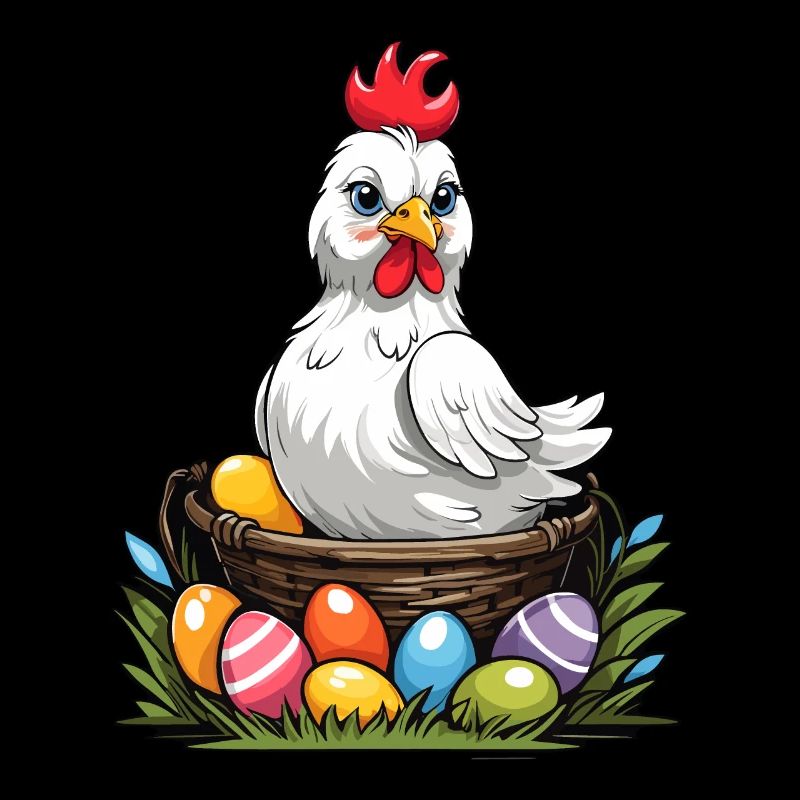Colorful Chicken Cute Funny Easter Eggs Nest
