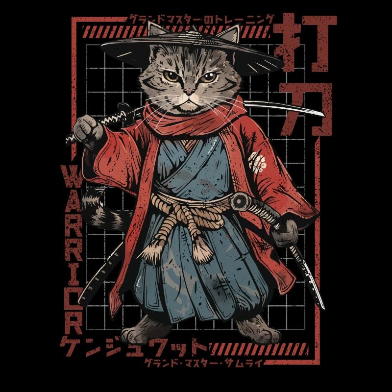 Samurai Cat Kawaii Japanische Ninja Katze