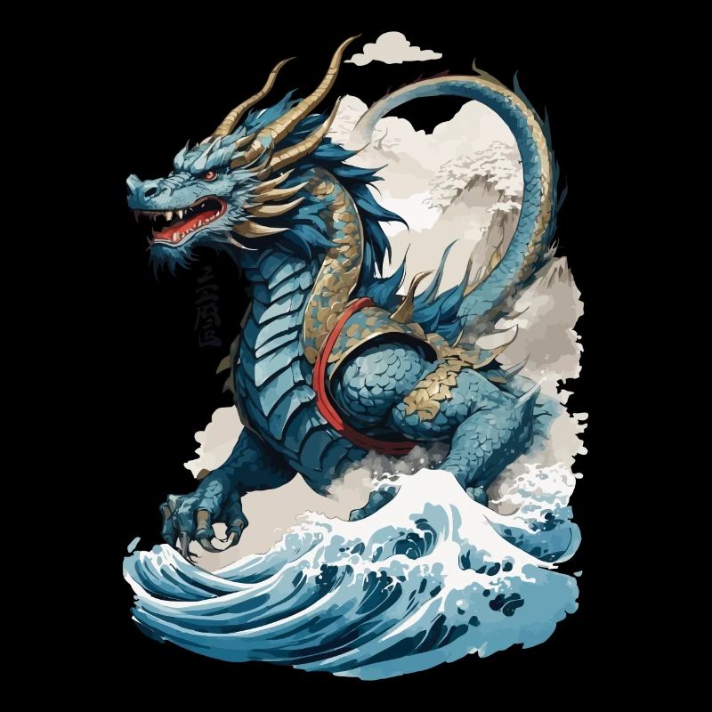 Vintage Ukiyo-E Kunst Japanischer Drache Design