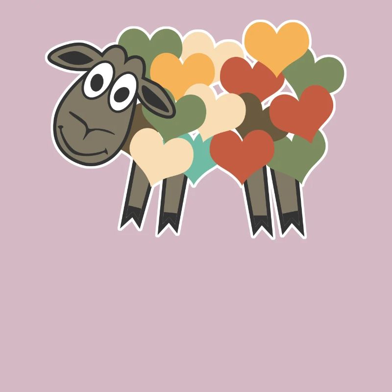 Sheep Retro Hearts