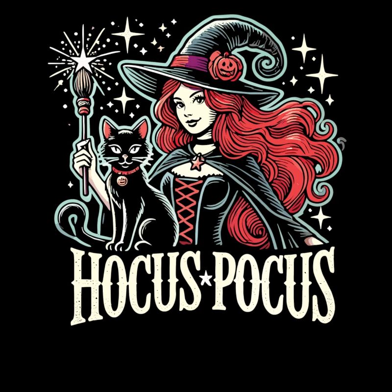Sorcière mystique et chat avec Hocus Pocus