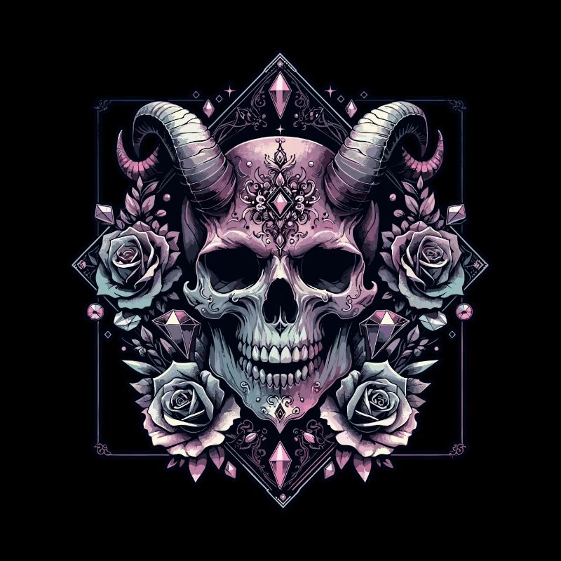 Pastel Goth esthétique Dark Skull Design
