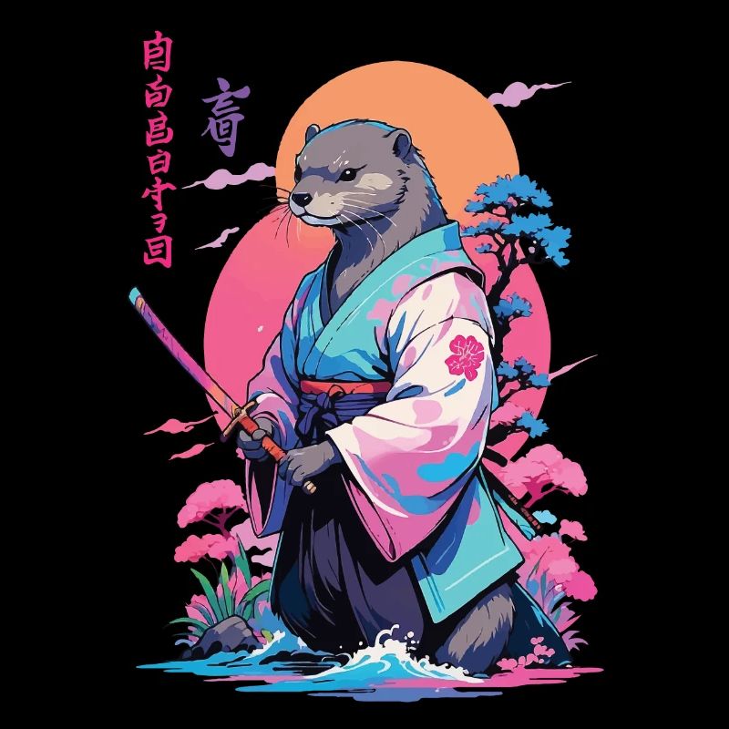 Samurai Otter Aesthetic Vaporwave Stil