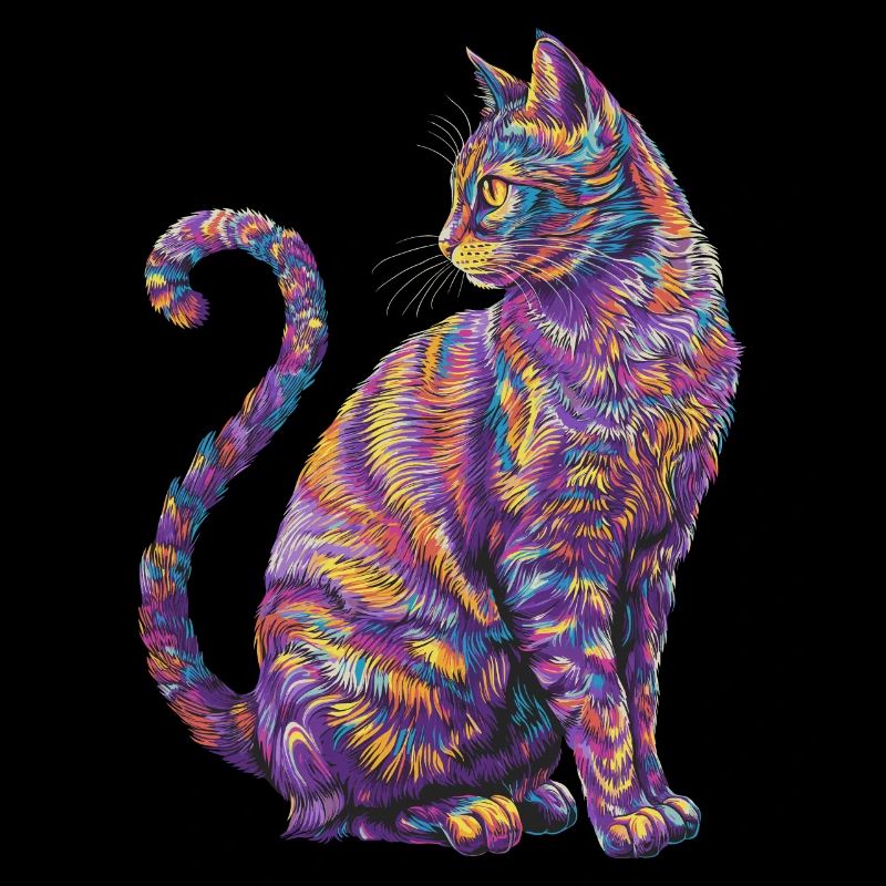 Lebendige psychedelische Katze - Bunte Katzenkunst