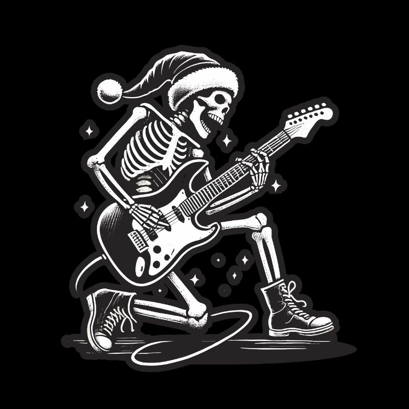 Skelett Weihnachtsrocker Mit E-Gitarre