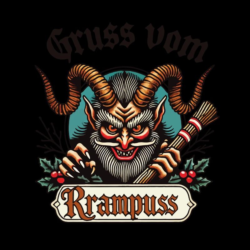 Greeting from the Krampus Legend Christmas tradition