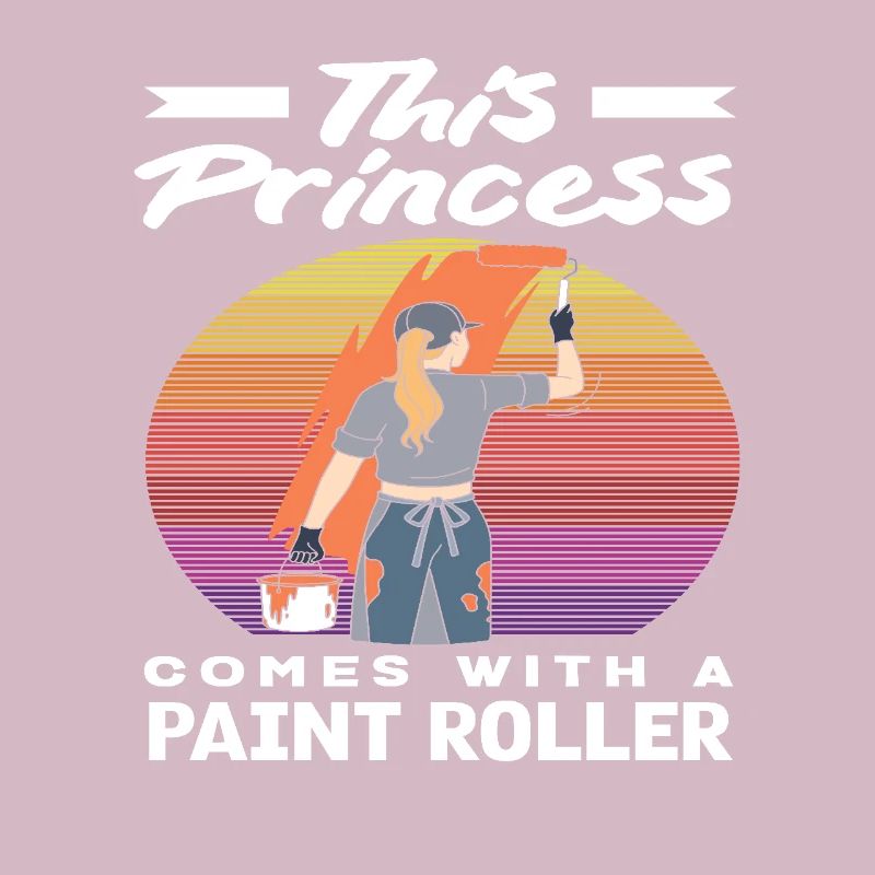 This princess is a painter with a paint roller
