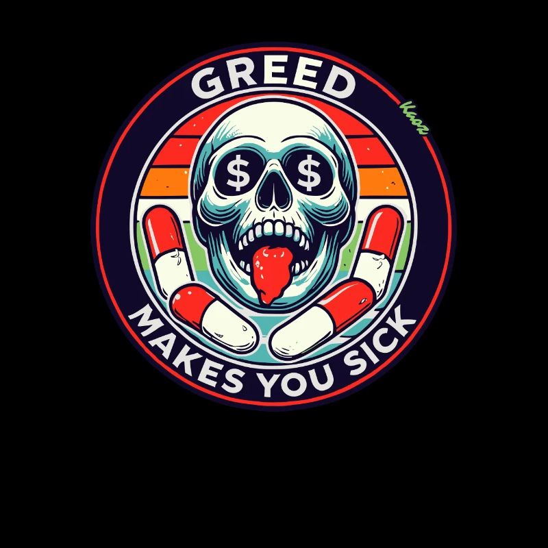 Greed makes you sick, a skull
