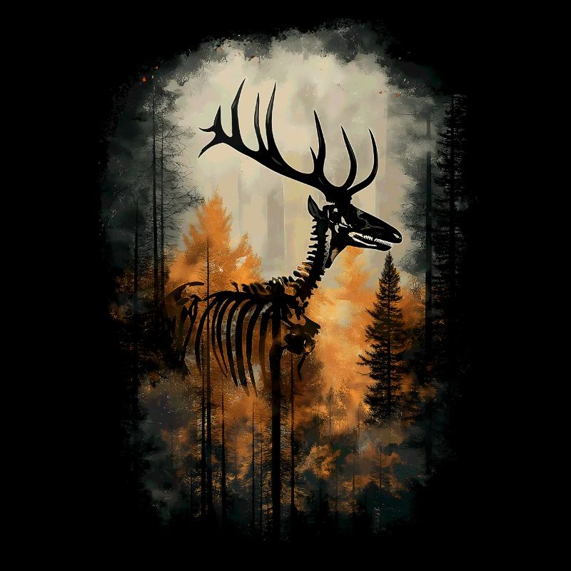 Deer Skeleton Forest Gothic Fantasy Surreal Tree