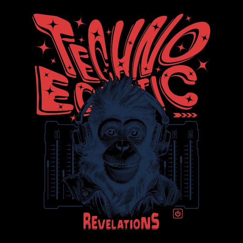 Revelations-Shirt: Affe, Techno und Ecstatic Beats