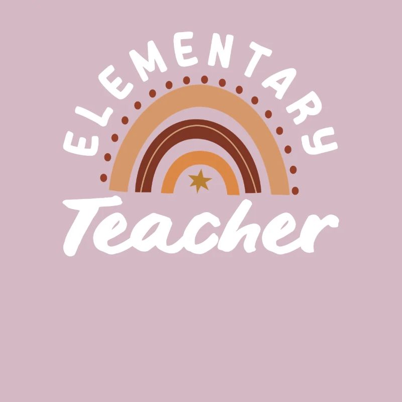 Elementary school teacher retro rainbow design