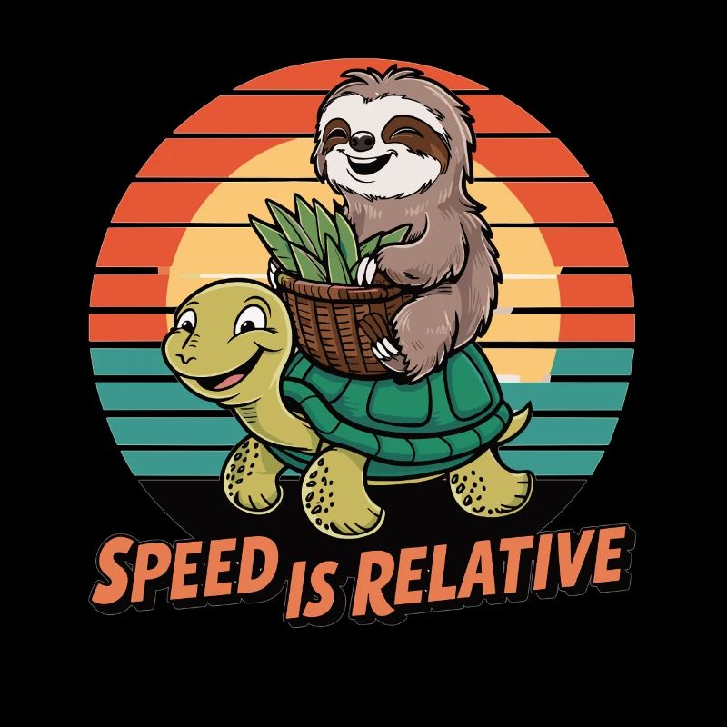Funny Sloth & Turtle Retro Design