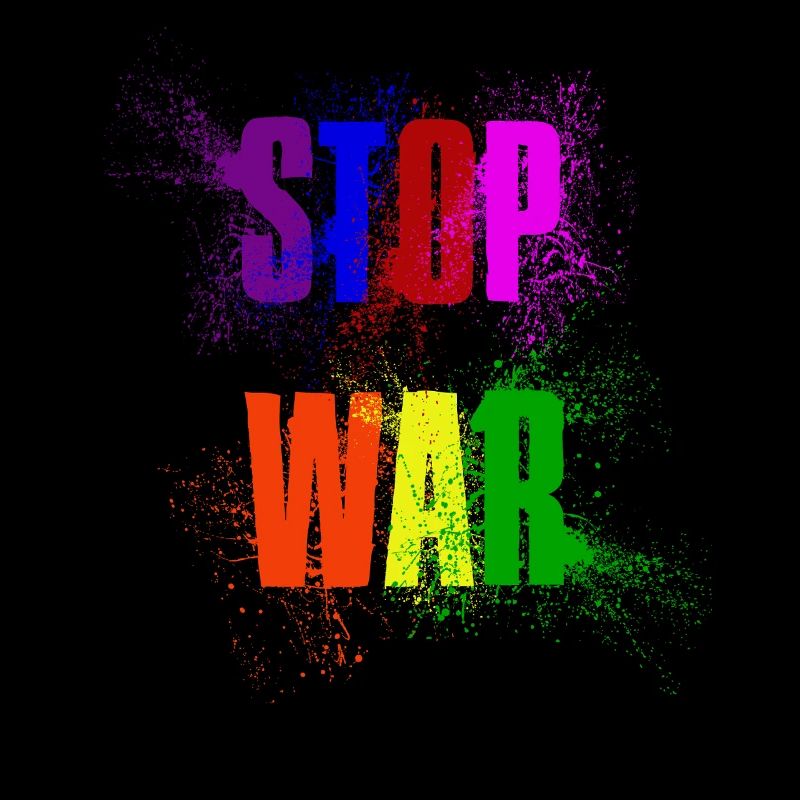 STOP WAR – NO WAR - PEACE in Regenbogenfarben