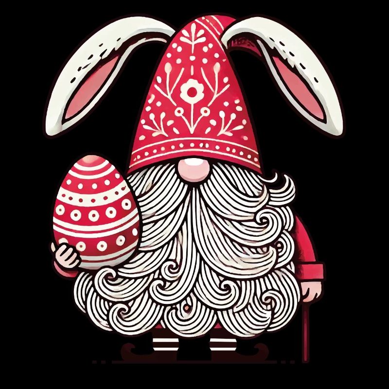 Gnome de Pâques avec œuf et oreilles de lapin