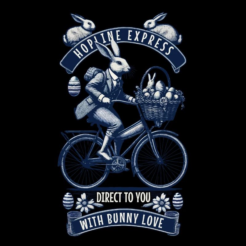 Oeufs de panier de vélo lapin rétro de Pâques