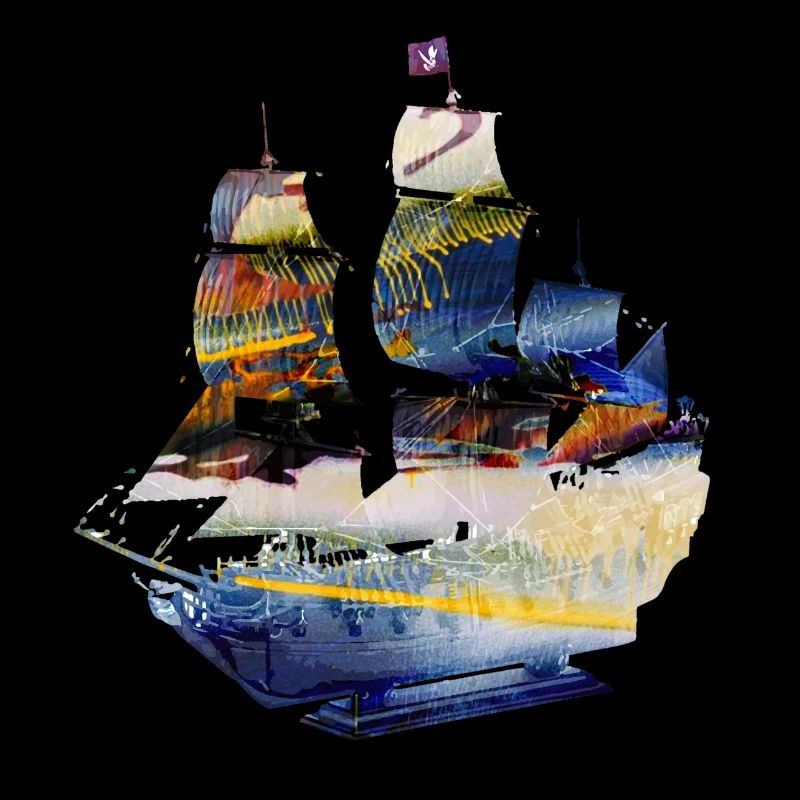 segelschiff,Schiff,Boot,Graffiti, Blau, Malerei