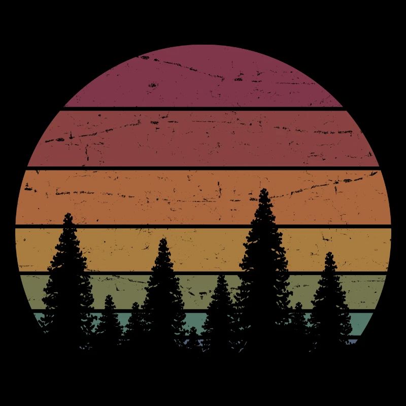 Retro Forest Mountains Wanderabenteuer Outdoor