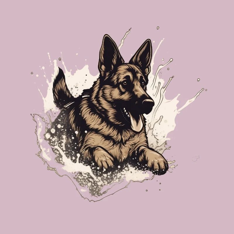 German-shepherd Dock-Diving into Water