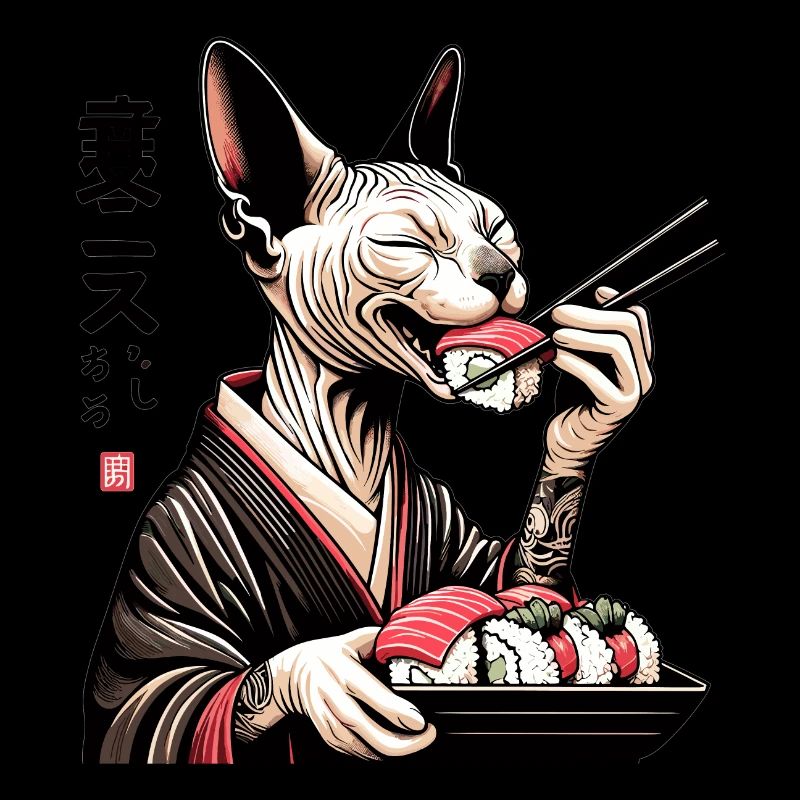 Sushi Sphynx Katze Maki Kimono Geschenk