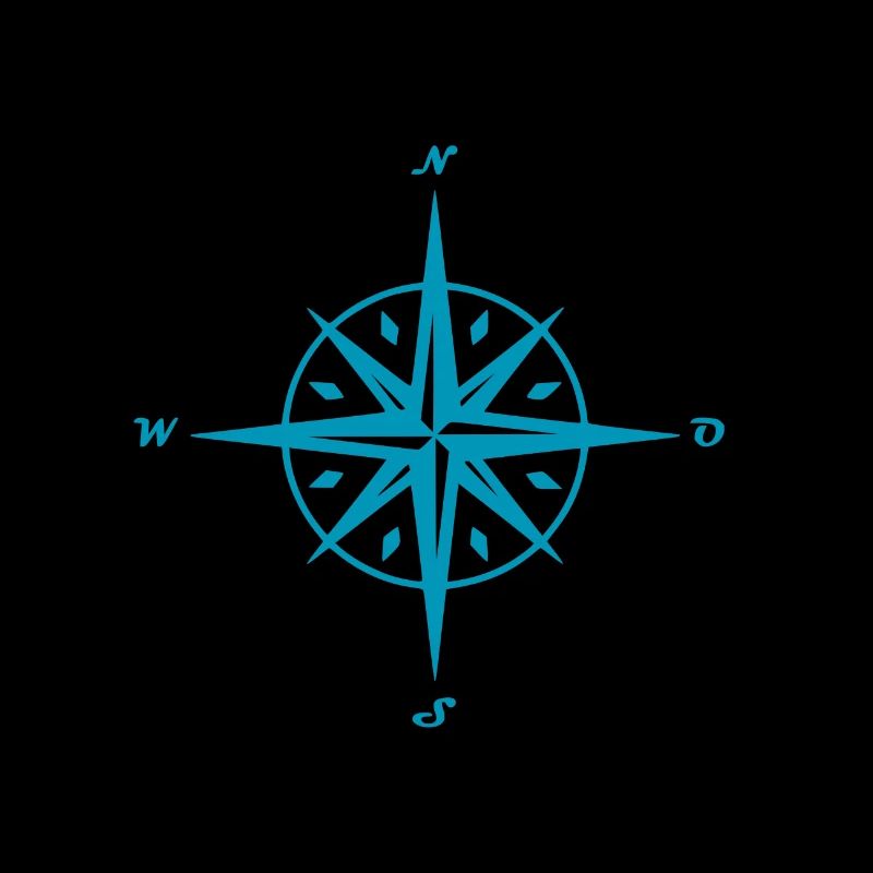 Windrose oder Kompassrose mit schwarzer Weltkarte