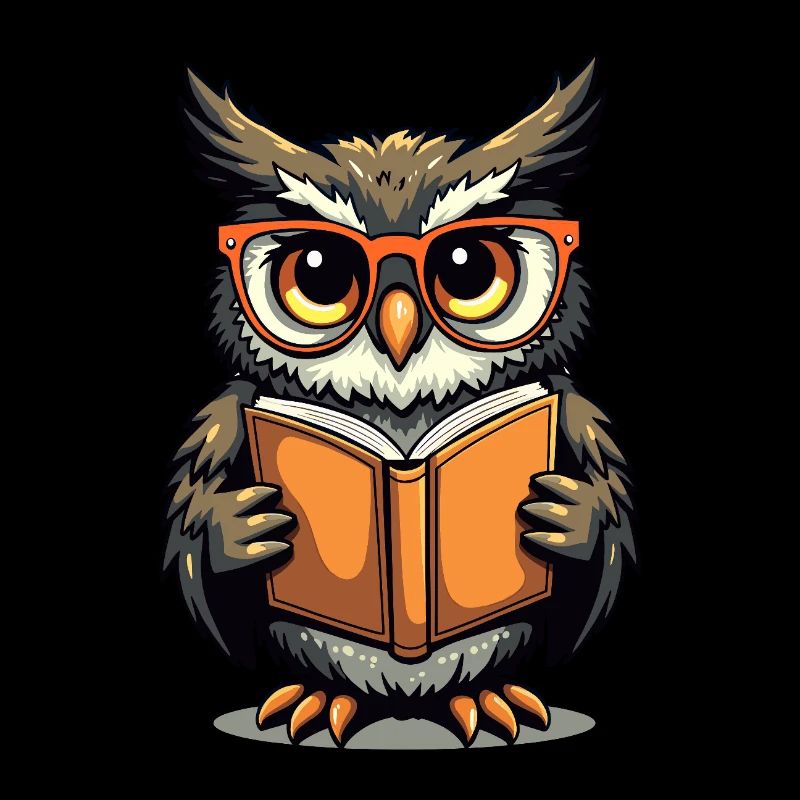 Süße Eule mit Brille auf Buch