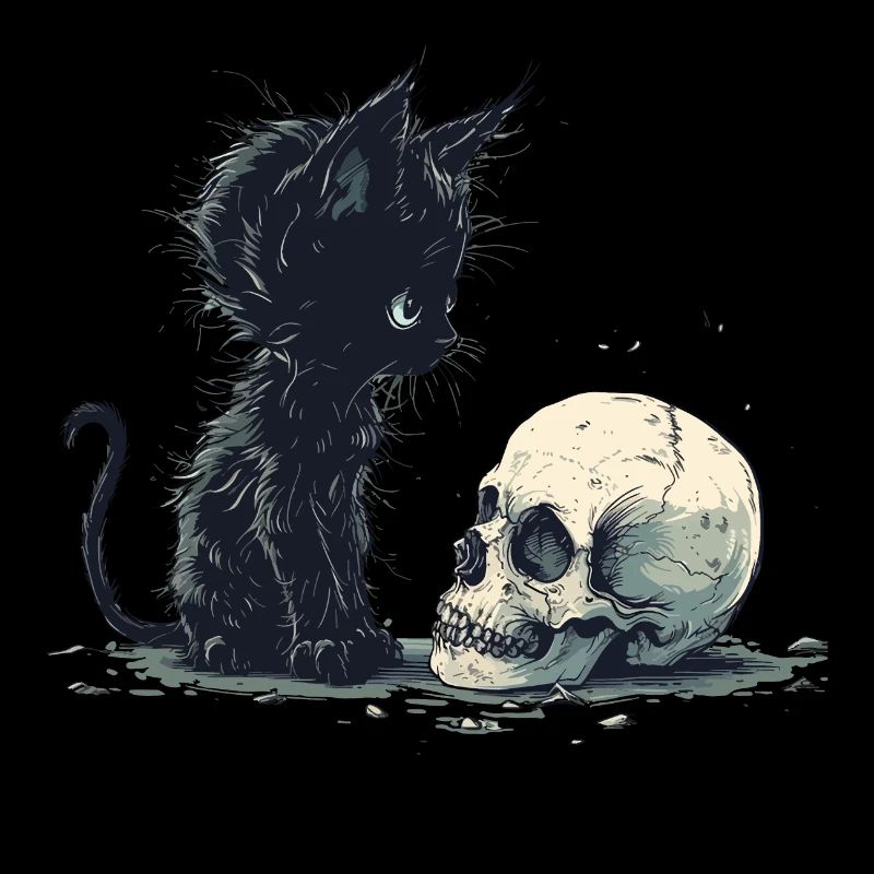 Chaton gothique Emo mignon et crâne