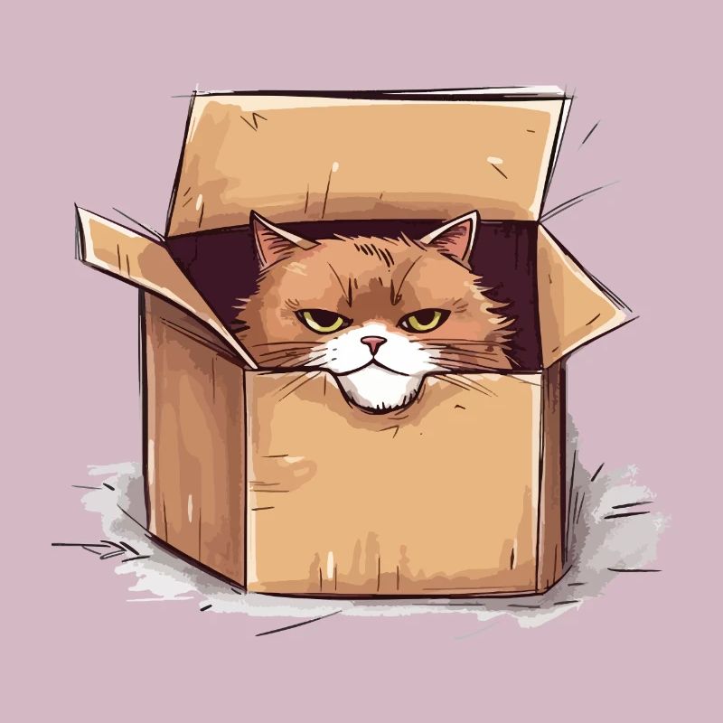 Cat grumpy grumpy grumpy sits in the box
