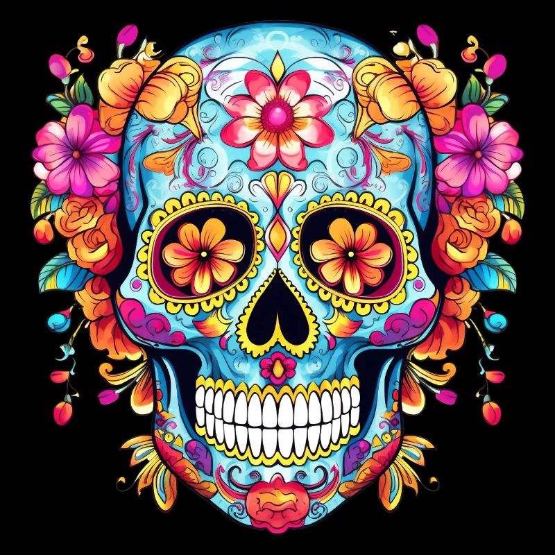 Crâne mexicain, fleurs, crâne, fleurs