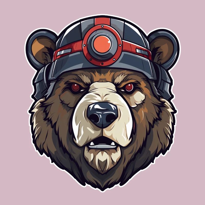 Bear with helmet bear portrait