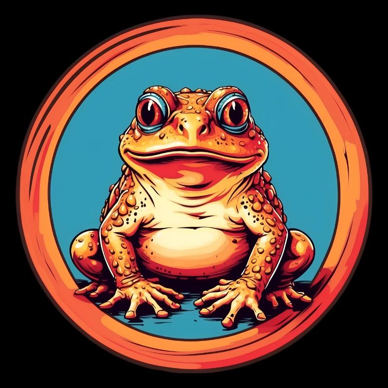 Grenouille avec casquette sur des éclaboussures de couleur