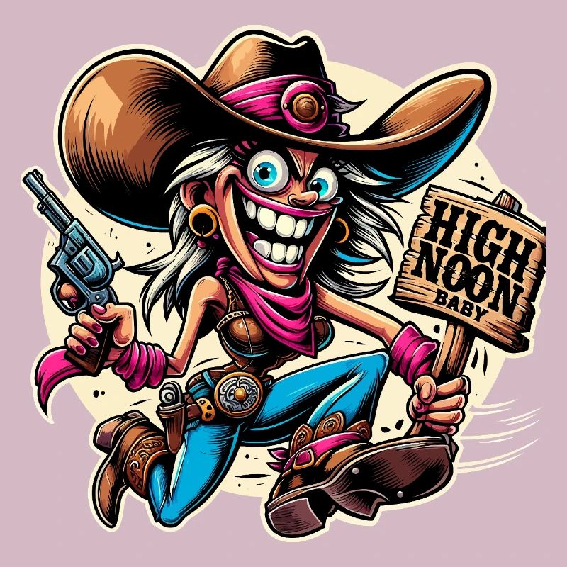 Dessin animé du Far West - Conception de bébé à midi