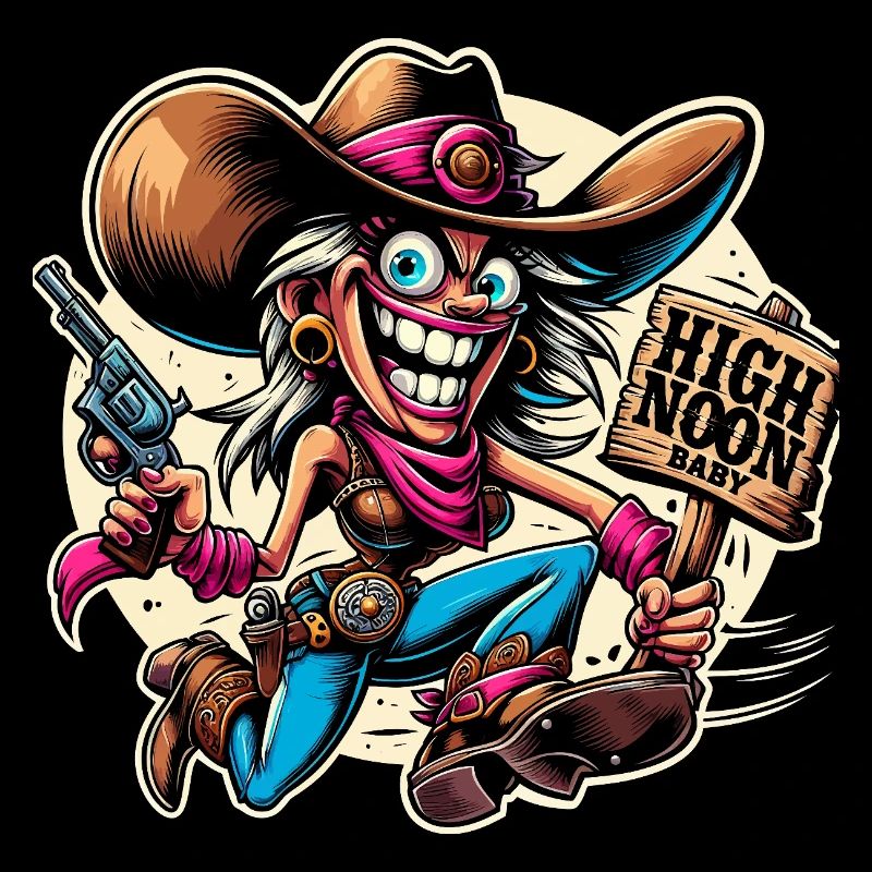 Dessin animé du Far West - Conception de bébé à midi
