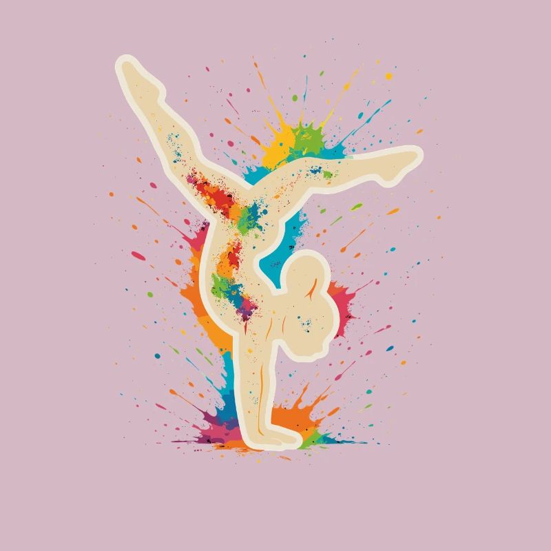 Équilibre sur les mains du gymnaste - Conception d’éclaboussures colorées