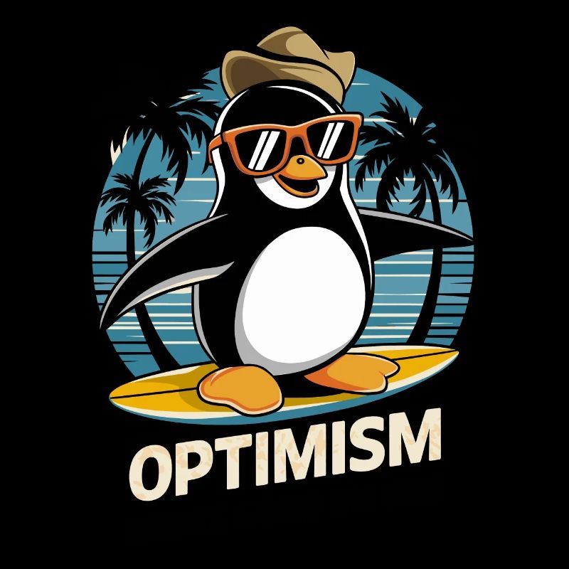 L’optimisme vous va bien Pingouin surfeur