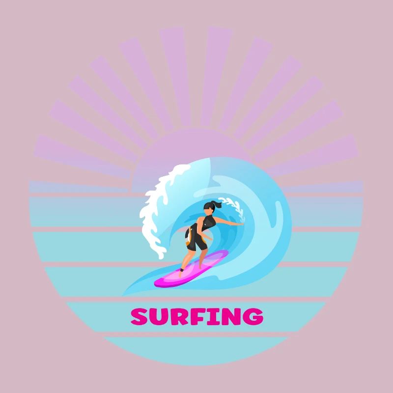 Surfer coucher de soleil vagues