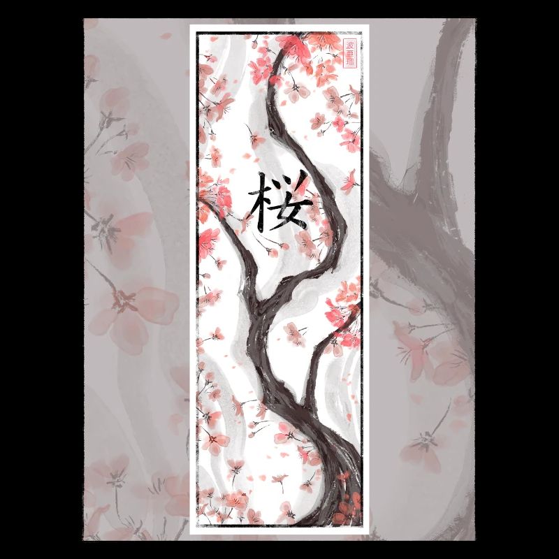 Sakura Sumi-e Kanji