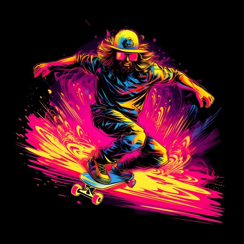 Skateboarder Neon Stil