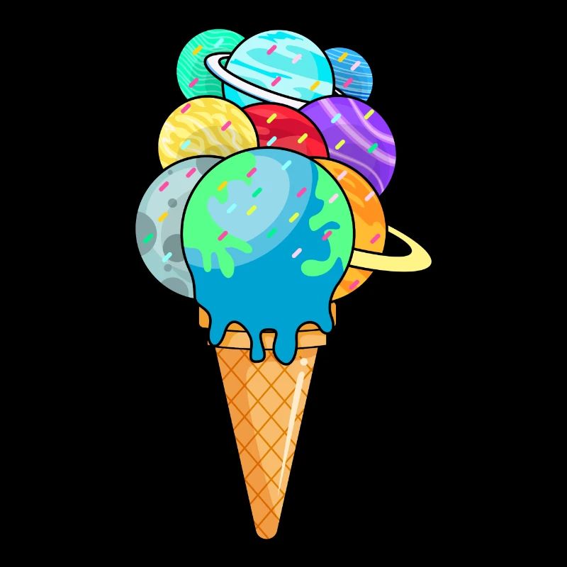 Planeten des Sonnensystem in Eistüte Eis Eiswaffel