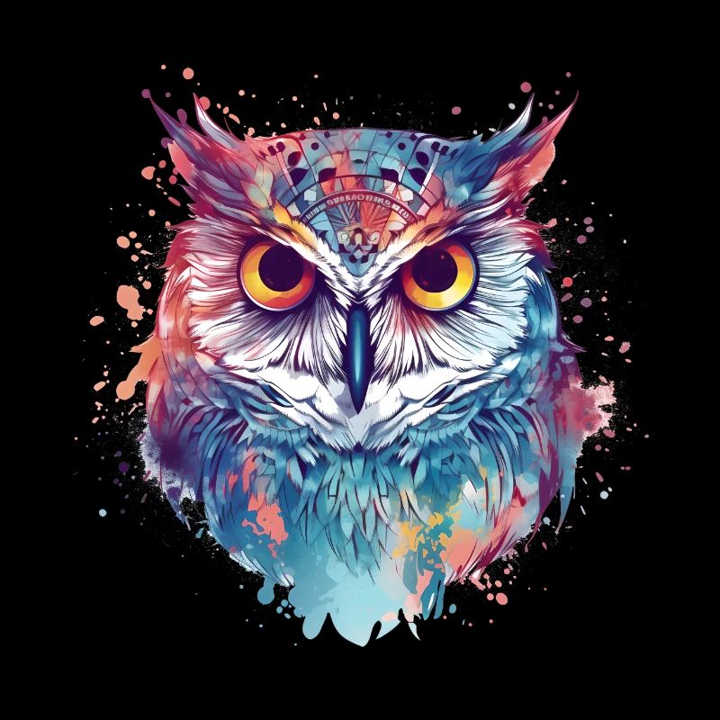 Eagle owl evil eye colorful
